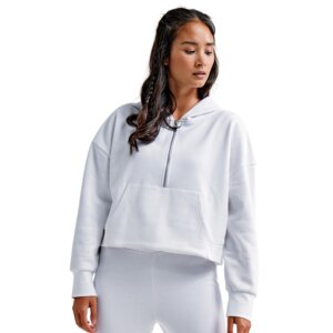 Ladies Oversized Cropped 1/2 Zipped Hoodie Thumbnail
