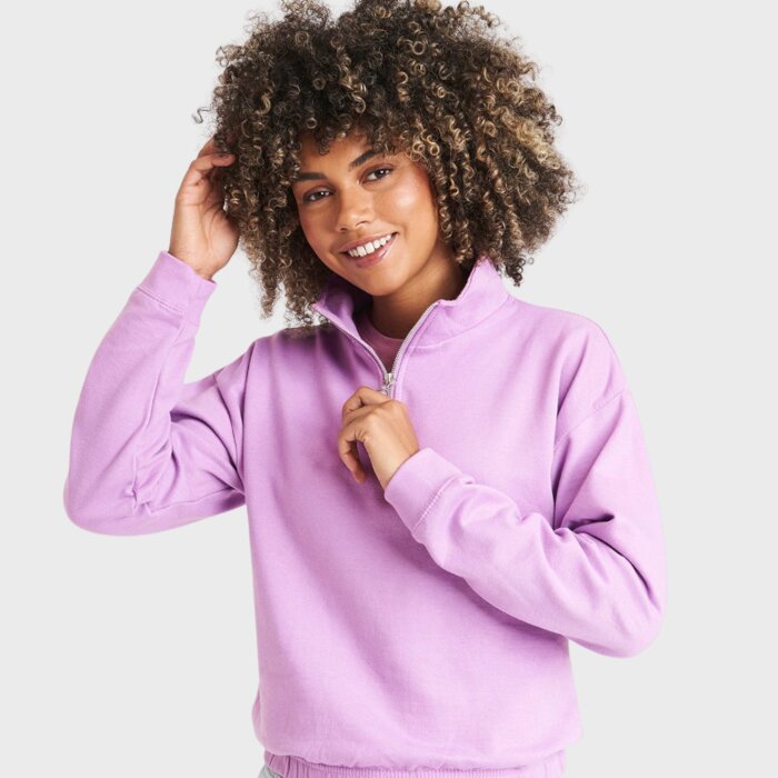 Ladies Cropped 1/4 Zip Sweatshirt Thumbnail