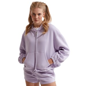 Ladies Cropped Oversize Zipped Hoodie Thumbnail