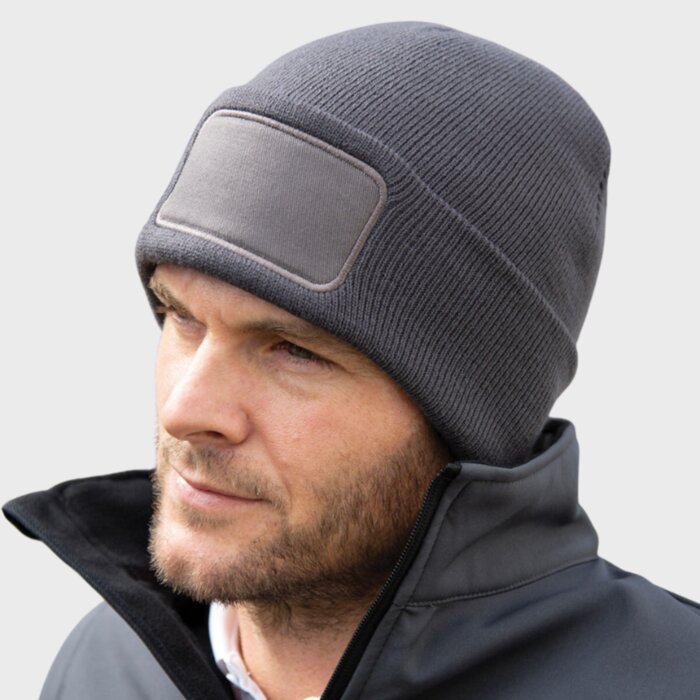 Thermal Lined Beanie with Custom Panel Thumbnail