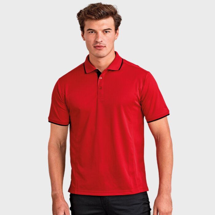 Slim Fit Contrast Neck and Collar Polo Shirt - Performance Fabric Thumbnail