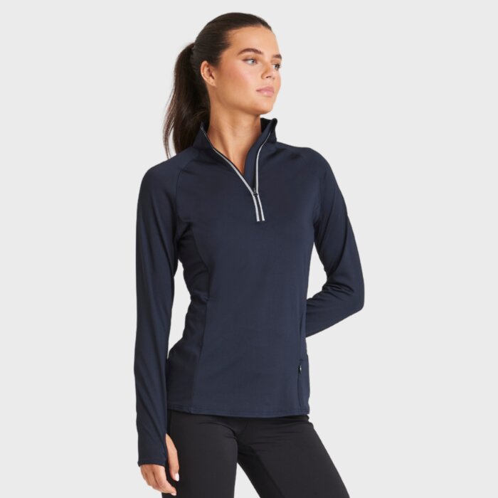 Ladies Slim Fit Flexi 1/2 Zip Sweatshirt with Thumbholes Thumbnail